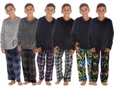 Boys Fleece Pyjamas Kids Childrens Soft Warm Winter Long Pyjama Set Nightwear