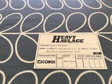 Corgi 18007  Wrekin Roadways Heavy Haulage Scammell Contractor Certificate Only