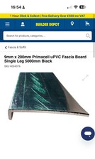 9mm x 200mm Primacell uPVC Fascia Board Single Leg 3800mm Black