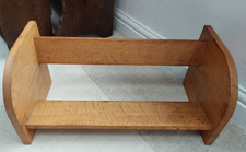 Large, vintage solid light oak book trough shelf, rest, rack, stand