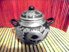 DRAGON CLAY PEWTER SUGAR BOWL