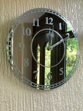 SILVER SPARKLE GLITTER MIRRORED WALL CLOCK NUMBER GLASS WALL CLOCK NEW