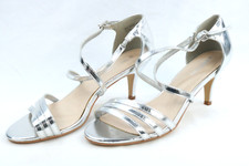 Emilio Luca Silver Womans Strappy Heels Size UK 6 Light Good Condition