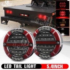 2X Rear Round Hamburger LED Tail Light Flush Dynamic Turn Indicator 12-24V 5.5"