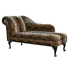Leopard Print Faux Fur Chaise Longue Large Sofa Lounge Chair British Handmade UK