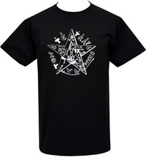 Mens Pentagram T-Shirt Tetragrammaton Esoteric Black Magic Protection Elements