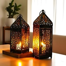 2Pcs Moroccan Lantern Candle