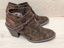 Blowfish Malibu Lama Womens Brown Suede Ankle Boots Booties Block Heel Size 8