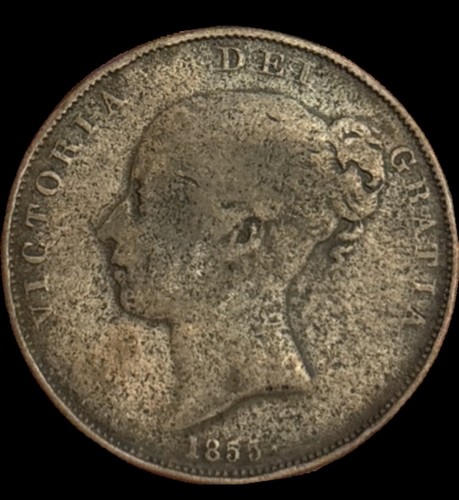1855 queen victoria penny - 1855,
