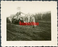 H2/10 WW2 ORIGINAL PHOTO OF GERMAN WEHRMACHT TRUCK STUCK IN MUD