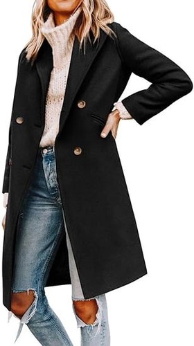 Womens double breasted pea - double,