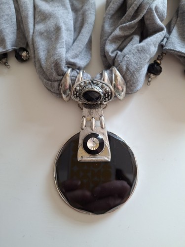 Grey jersey necklace scarf - grey,