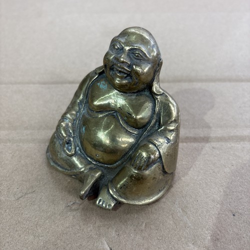 Vintage brass laughing buddha - brass,