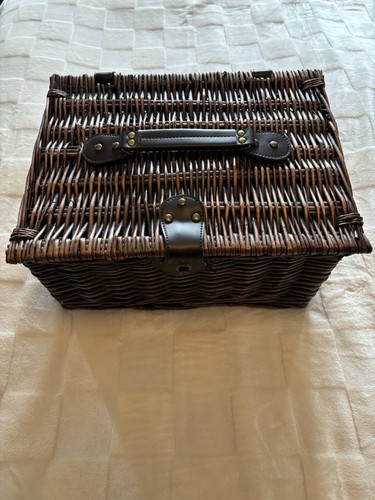 Brown wicker and - and, leather