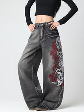 Y2K Cyber Tribal Graphic Jeans