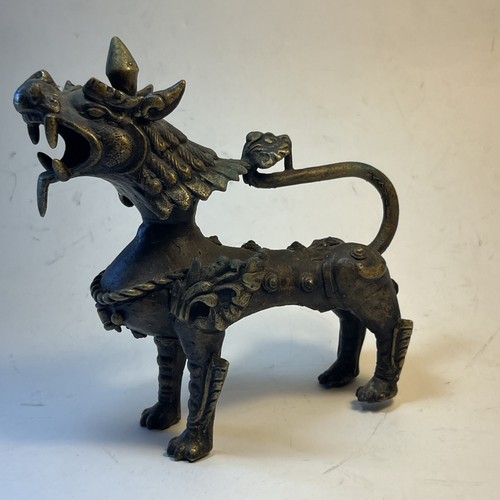 Antique brass qilin dragon - brass,