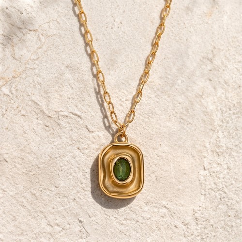 Emerald pendant necklace gold - pendant,