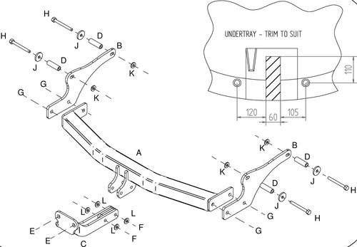 Towtrust fixed flange towbar - fixed,