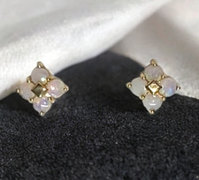 Real Opal Earrings Studs 9ct
