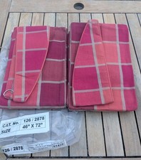 Red Tartan Jewel Check Eyelet Curtains 46" x 72" Tie Backs Spice Handwoven India