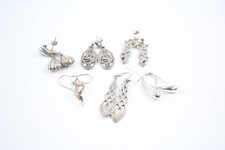 Sterling Silver Earrings Celtic Shell Art Nouveau Inspired Amethyst Drops x 6