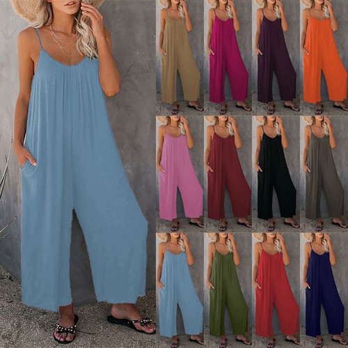 Ladies strappy loose jumpsuit - ladies,