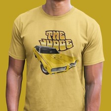 Classic car shirt depicting a yellow 69 Pontiac GTO Judge - Unisex T-shirt