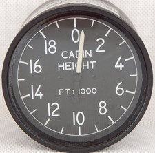 Aircraft Cabin Height Altimeter, 0 to 20000 FT, Part No. KAA2101W [1R6C]