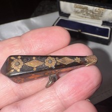 Antique Victorian Pique Gold  Inlay Mourning Pendant