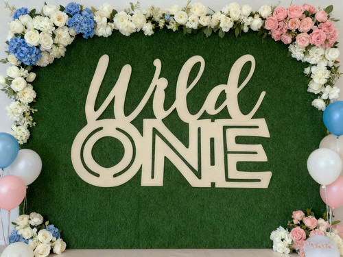 Wood wild one sign - wild, party