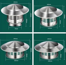 75-200mm Fireplace Chimney Caps Roof Cowl Metal Top UK Hat Flue Rain Cap Cover