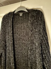 Evans Clothing - Black Long Length Chenille Coatigan