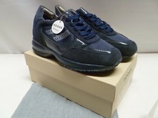 HOGAN INTERACTIVE WOMENS H FLOCK TRAINERS SNEAKERS SHOES NAVY SILVER NEW - UK 4