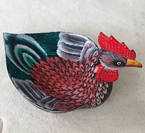 Hand painted wooden chicken - hand-painted,