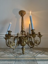 French 19th Century Gilt Bronze 6 Branch Chandelier 60cm tall electric or candle