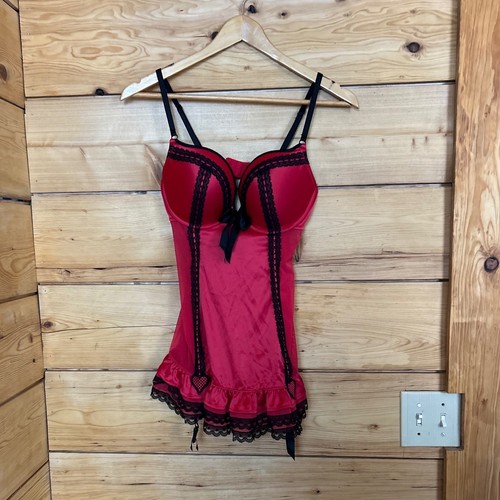 Satin lace trim babydoll - satin,
