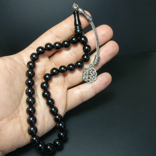 Jet worry beads - jet, prayer