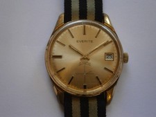 Vintage gents wristwatch EVERITE mechanical watch working need service UNITAS