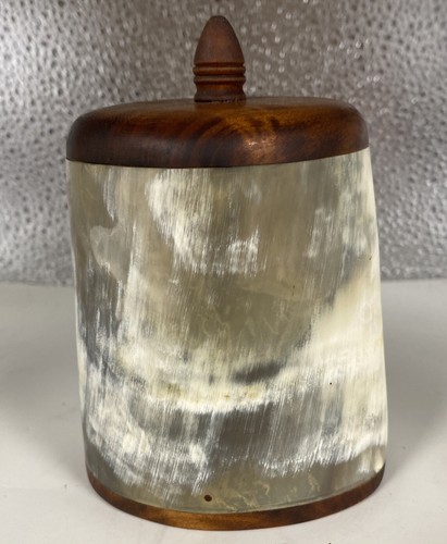 Natural horn container wood - horn, container,