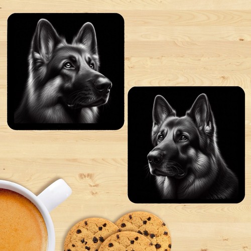 German shepherd coasters - coasters,, set