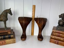 Pair Antique Oak Wooden Furniture Legs Feet Hand Carved Vintage Wood Reclaimed