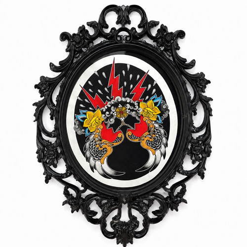 Large ornate black oval - large,