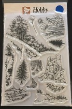Countryside castle run flowers scenes trees Hobby Art large clear stamp set