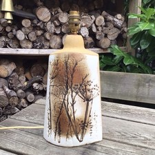 Vintage Retro Cornish Tremaen Studio Pottery Cow Parsley Design Lamp Base 12”