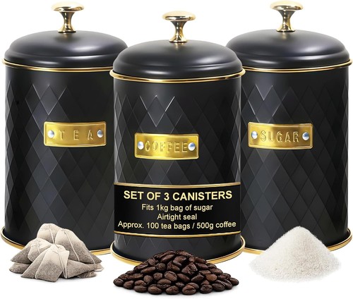 Tea coffee sugar canisters - sugar, set