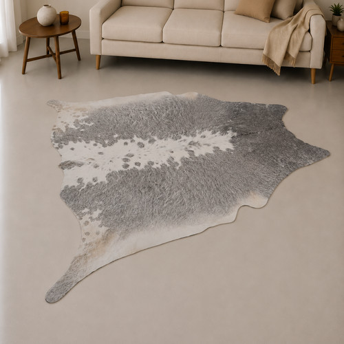 Genuine grey white cowhide rug - genuine,