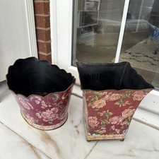 Antique Flower Vase Bucket Bin home Decor set Vintage