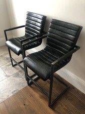 Brutus Barker Stonehouse Green Leather Bar Stool Arm Chair