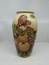 Moorcroft Finches Ochre vase