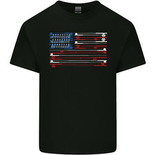 Fishing USA Flag American Fisherman Rod Mens Light Cotton T-Shirt